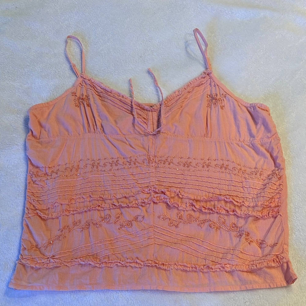 Light Peach Embroidered Spaghetti-Strap Camisole